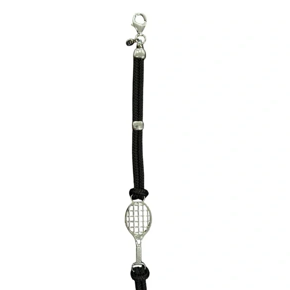 Black and Silver Tennis Racket Bracelet